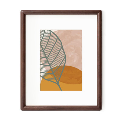 8x10 Walnut Wood Picture Frame, Rounded Corner Photo Frame Matted to 5x7 with Tempered Glass, Tabletop & Wall Mount