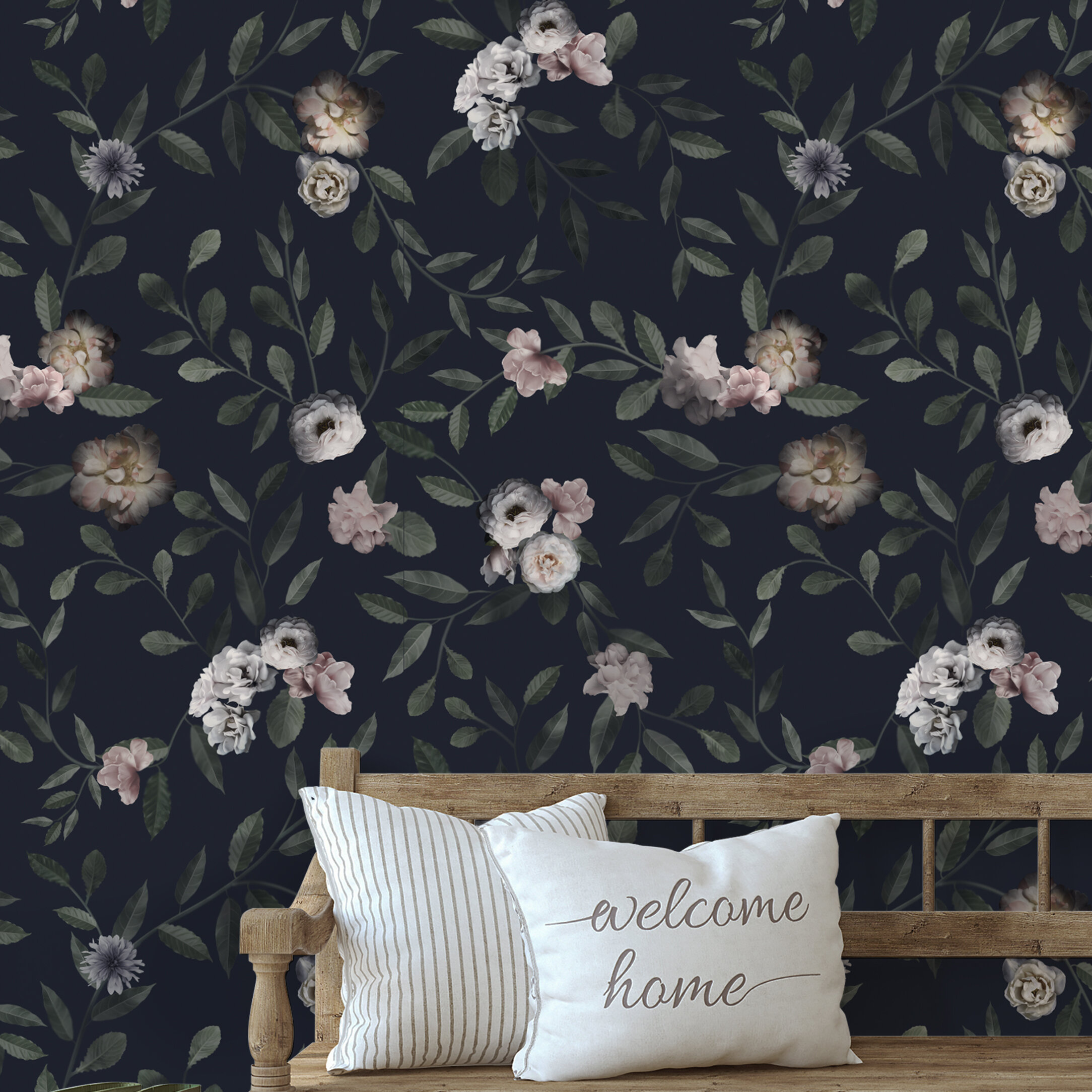 Dark Wallpaper with White Flowers buy at the best price with delivery   uniqstiq