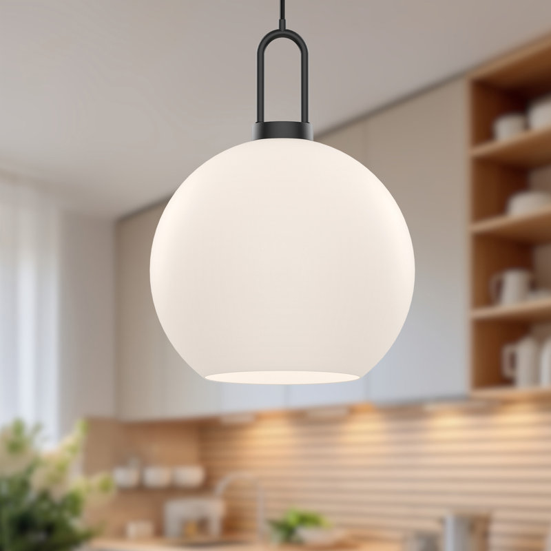 Luminaire suspendu en forme de globe à 1 lumière Soji, H 18 po x l 9,88 po x P 9,88 po, Noir mat