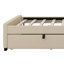 Lit plateforme double, structure de lit tapissier en bois avec lit gigogne simple et tête de lit capitonnée verticale-107261874