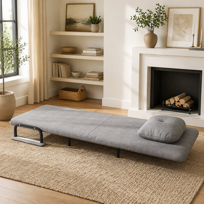 Fauteuil convertible 5-en-1 avec dossier réglable à 5 positions avec coussin et canapé-lit pliant pour le salon, la chambre à coucher et le bureau