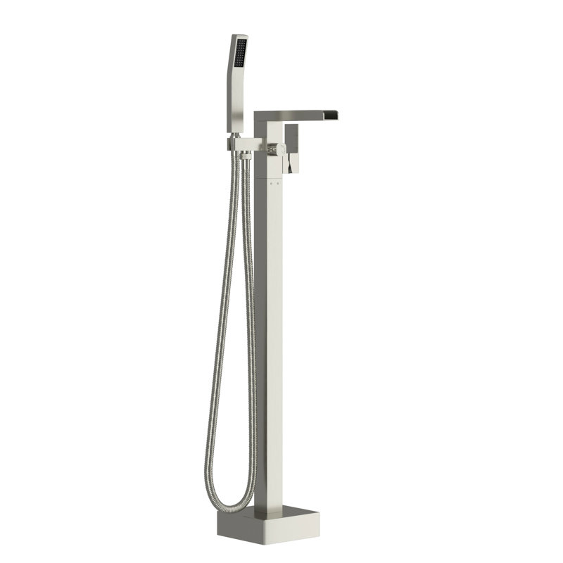 Bathtub Faucet With 360 Swivel Waterfall Spout And Hand Shower, Heavy - Duty Brass, Brushed Nickel Finish Filler Detachable Handheld
