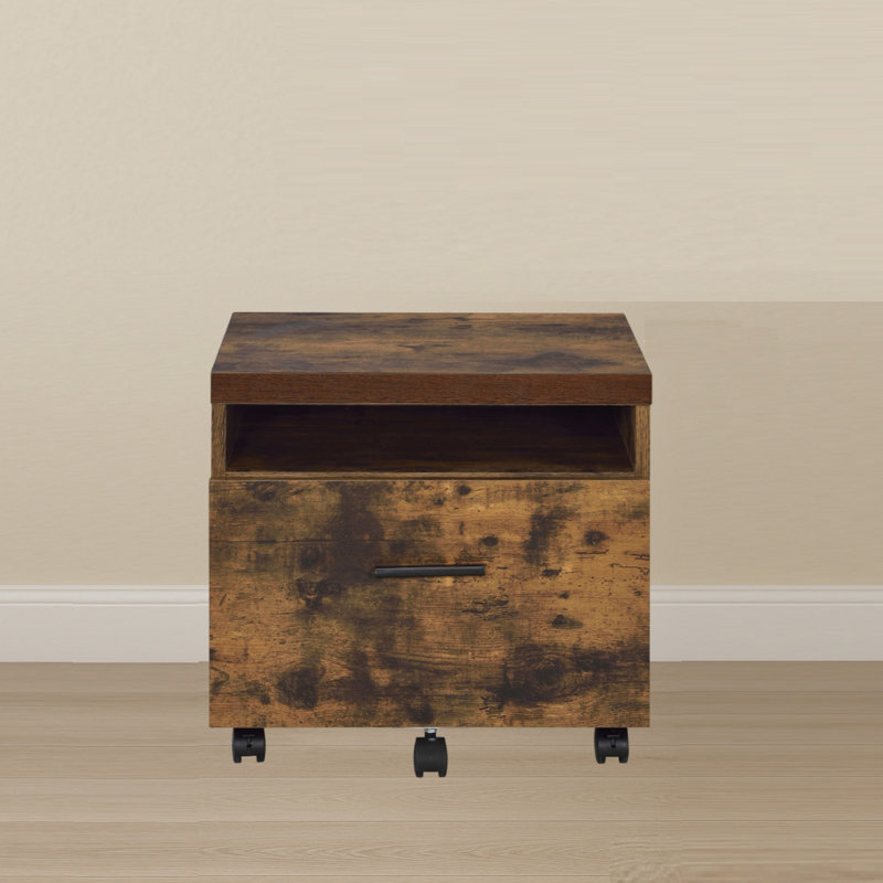 Industrial Style 1Pc File Cabinet With Drawer And Shelf