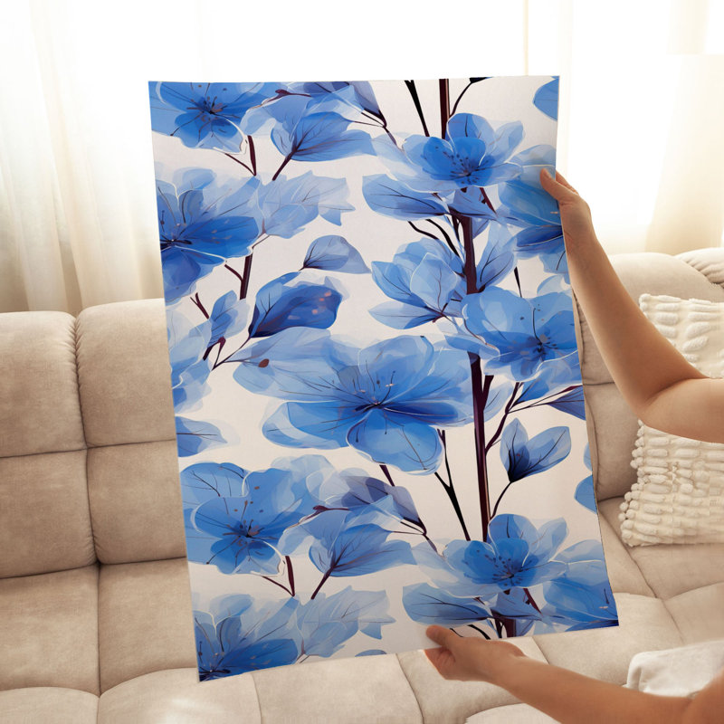 «Floral Blue Flower Dream II», reproduction d'art moderne sans cadre, H 16 po x l 12 po
