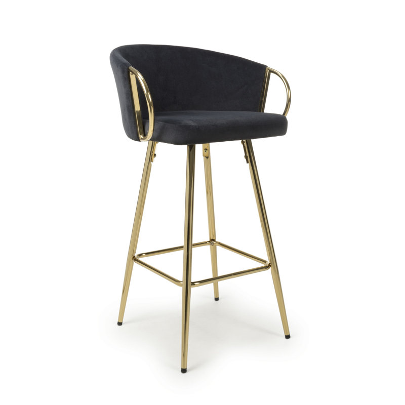 Balasa Upholstered Counter Stool with Metal Frame, Black