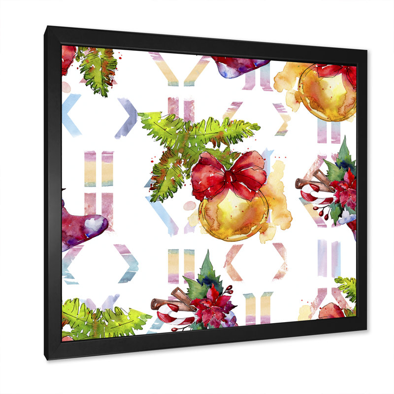 «Christmas Winter Holiday Symbols», impression sur toile, Cadre photo noir, H 30 po x l 30 po x P 1 po