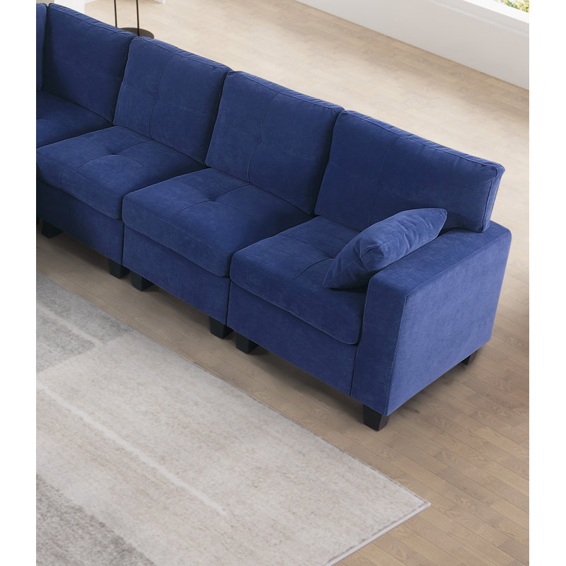 Canapé modulaire de coin 82 po, Polyester bleu foncé