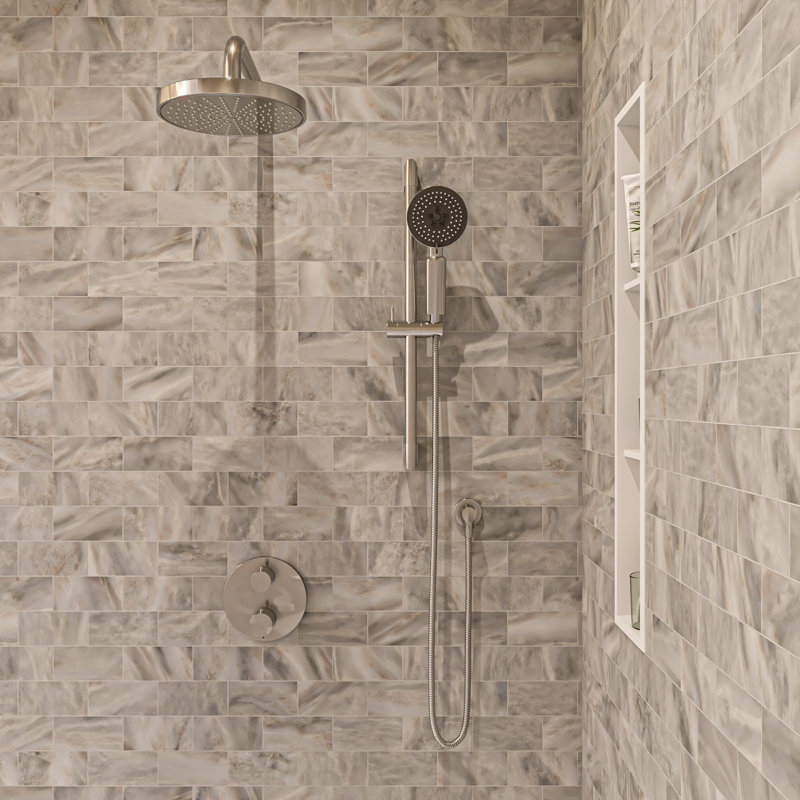 Complete Shower System with Rough in-Valve, Brushed Nickel