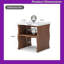 Table de bout 17,72 po Wave avec tablette de rangement, plateau en faux marbre et base en placage de bois massif-1489798149