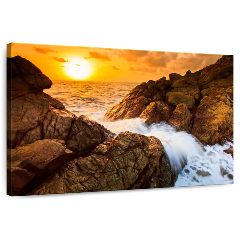 Gillard Rocky Beach Sunset Rush, 16" H x 24" W
