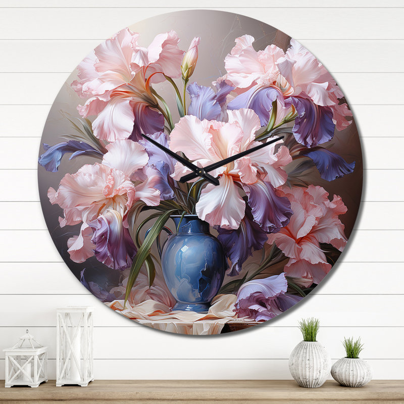 Cyerra - Horloge murale florale, Très grand