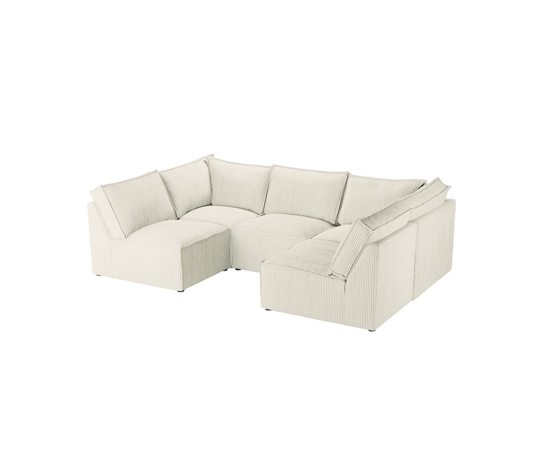 Beadie 5-Piece Corduroy Cord Corner Sectional