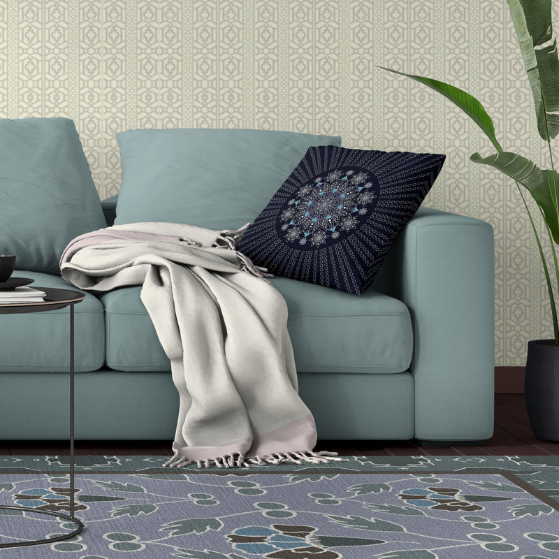 Coussin Wisteria, H 20 po x l 20 po, Bleu / Gris