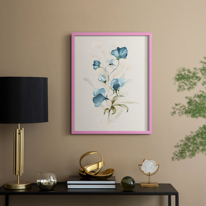 Sweet Pea I, reproduction encadrée - bois massif, Rose, H 30 po x l 24 po