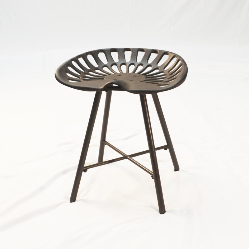 18" Metal Backless Chair, Copper