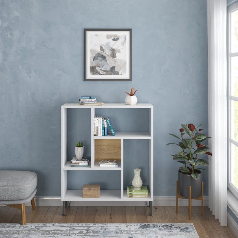 Jayvianna Geometric Bookcase, White/Oak