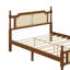 Structure de lit grand en bois avec tête et pied de lit en rotin-14743156