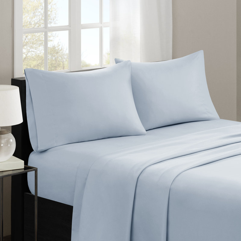 3M Microcell Luxurious Brushed Microfiber Deep Pocket Sheet Set, Blue, Twin