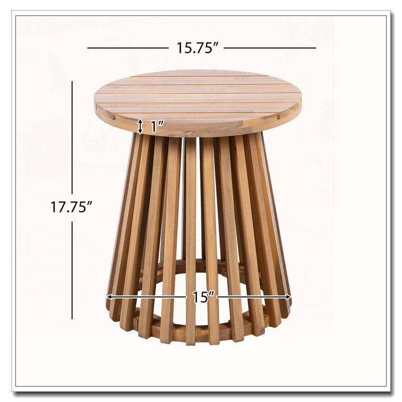 Table d'appoint d'extérieur en bois d'acacia, Teck clair