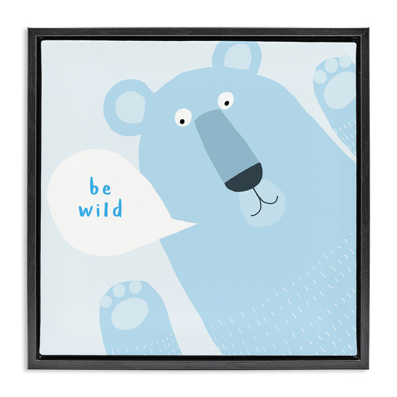 «Blue Be Wild Bear», art mural par Carla Daly, Cadre flottant noir de jais, H 18 po x l 18 po