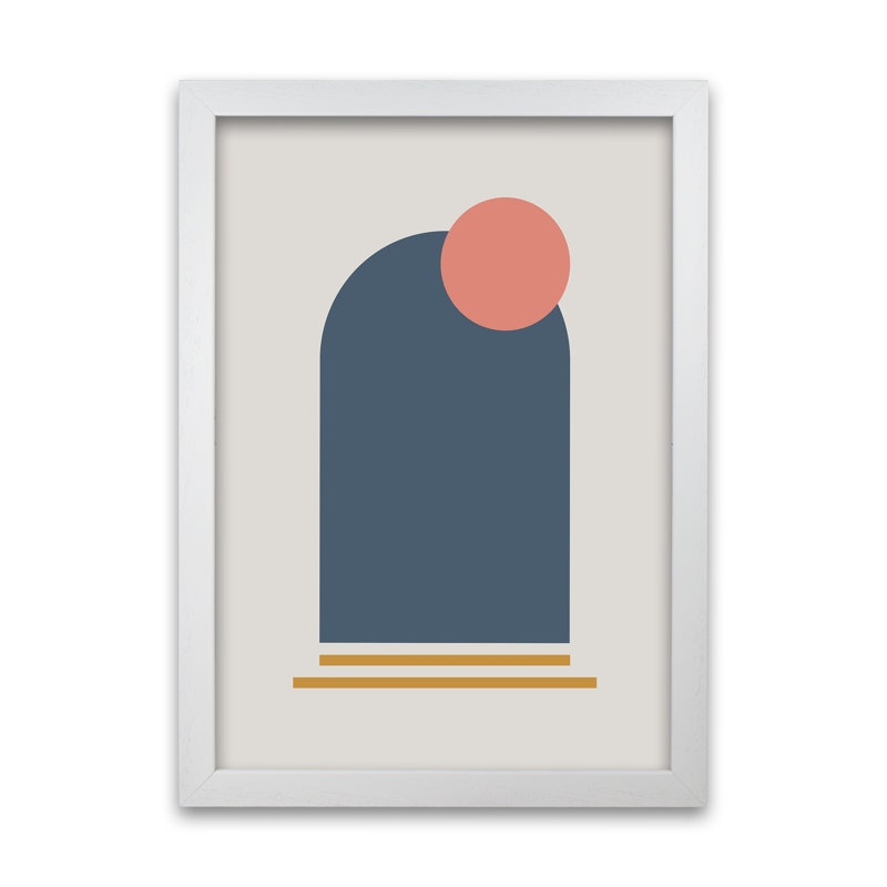 Mid Century Modern On Grey F - Print, 84cm H x 59cm W x 3cm D, White Frame