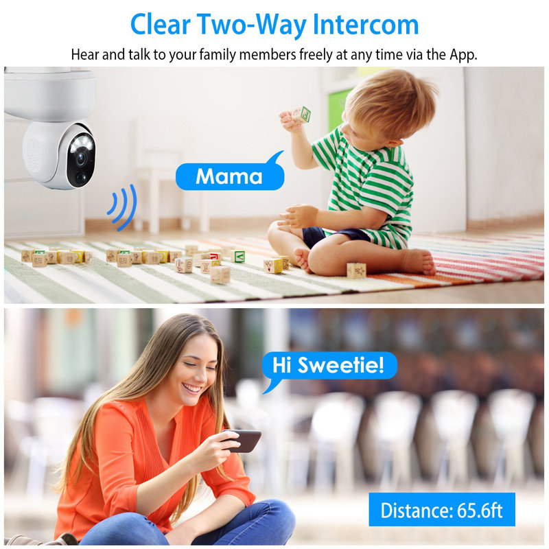 Solar WiFi Security Camera, IP66 Waterproof, 1080P, Night Vision, Human Detection, 2-Way Audio