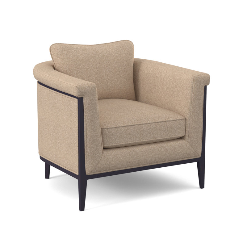 Chalice Upholstered Barrel Chair, Maya Wheat, Vintage Ebony
