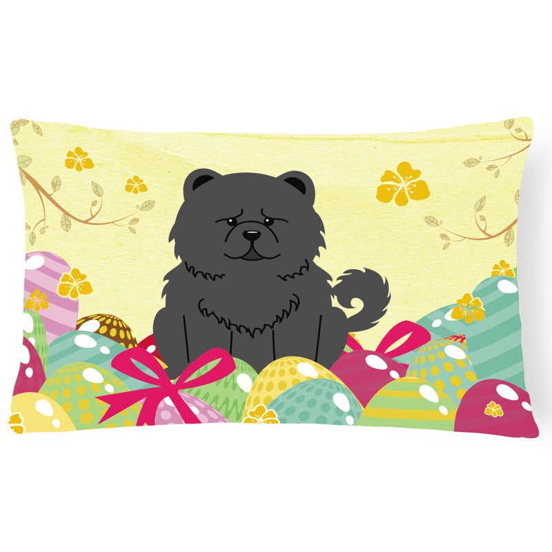 Coussin lombaire chow chow pâques œufs, Noir