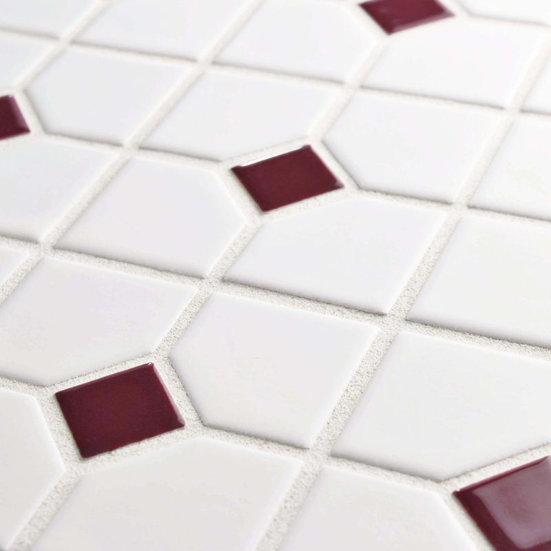 Carreau de mosaïque en porcelaine nid d'abeille pour mur et plancher 11 po x 11 po Oxford, Blanc / Marron
