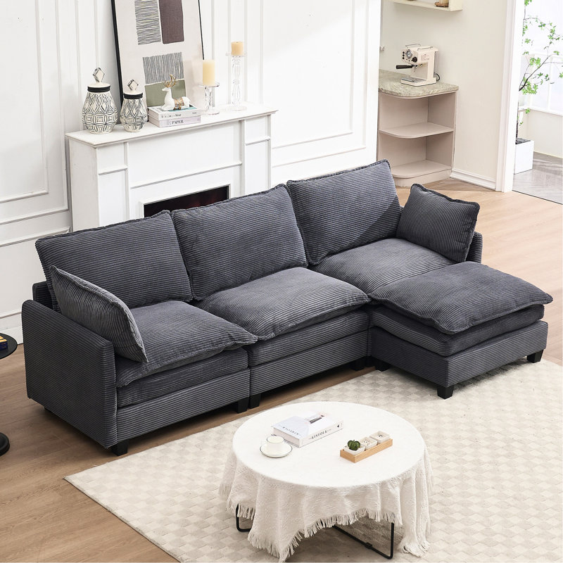 Grand velours avec et double coussin - Comfy Furniture Canapé rembourré 2 coussins lombaires, Gris foncé