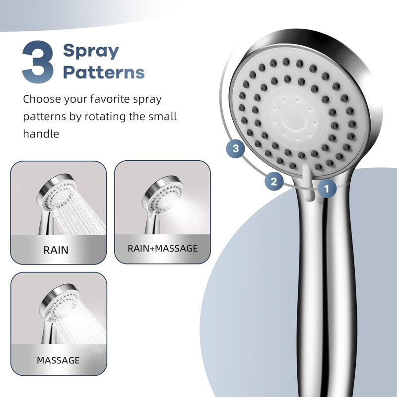 GarveeHome 10" Pressure Shower Head, Rain & Handheld Combo with Extension Arm, 3 Spray Modes, Leak-Proof Design, Adjustable Height/Angle, Hose & Wall Mount Included