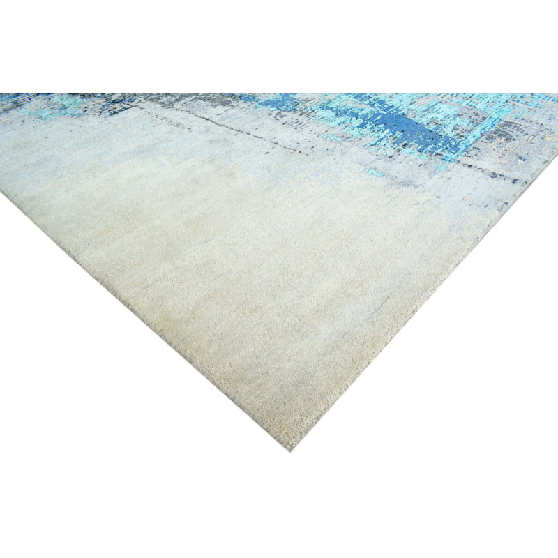 Abstract Area Rug in Blue, Rectangle 12' x 15'