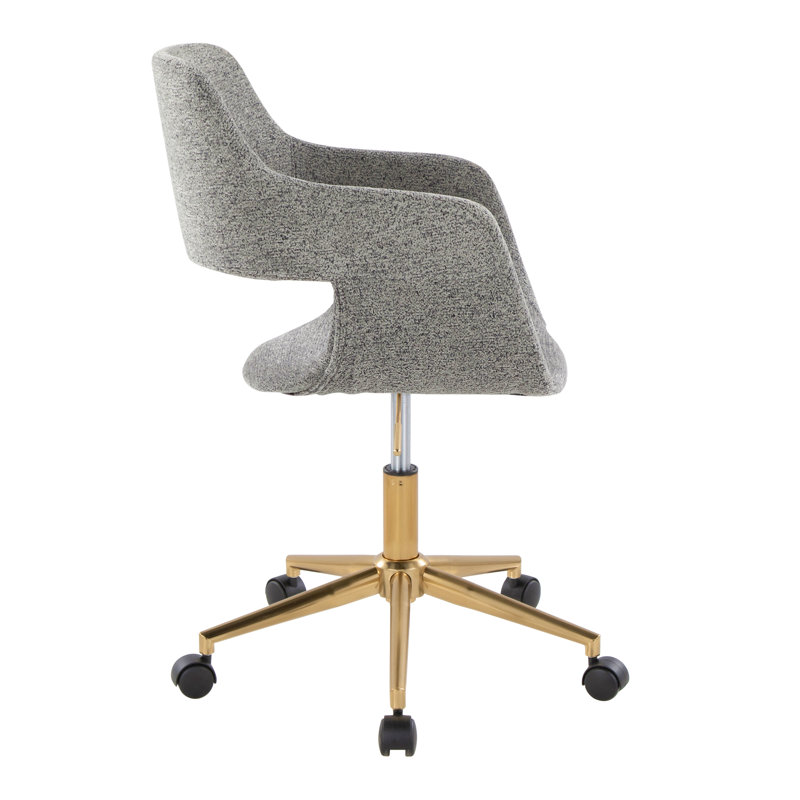 Chaise de travail contemporaine en métal et tissu, Grey, Gold