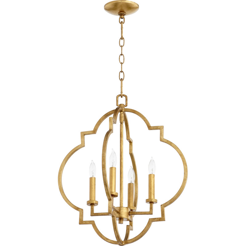 Dooley 4 - Light Dimmable Lantern Chandelier, Gold Leaf