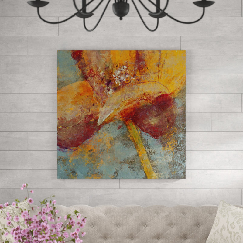 «Floral Dream IV» par Susan Lorello - Peinture, H 24 po x l 24 po, Gel coupé au couteau