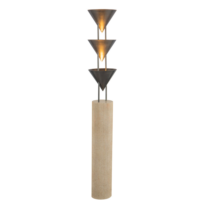 Versus 67-in Brass Floor Lamp, Aged Steel
