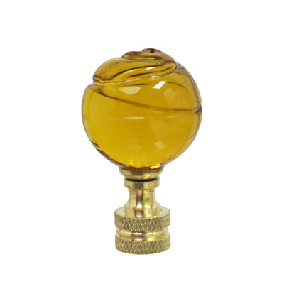 Aspen Creative 24015, 1 Pack Yellow Glass Ball Lamp Finial In Solid Brass Finish, 2" Tall