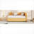 Full Size Linen Upholstered Daybed with Twin Trundle - No Box Spring Needed, Yellow - Ideal for Small Spaces-1781507940-1781507947