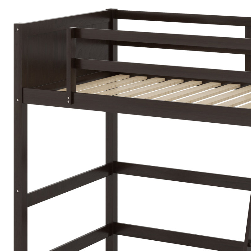 Lit mezzanine en bois avec échelle, Espresso