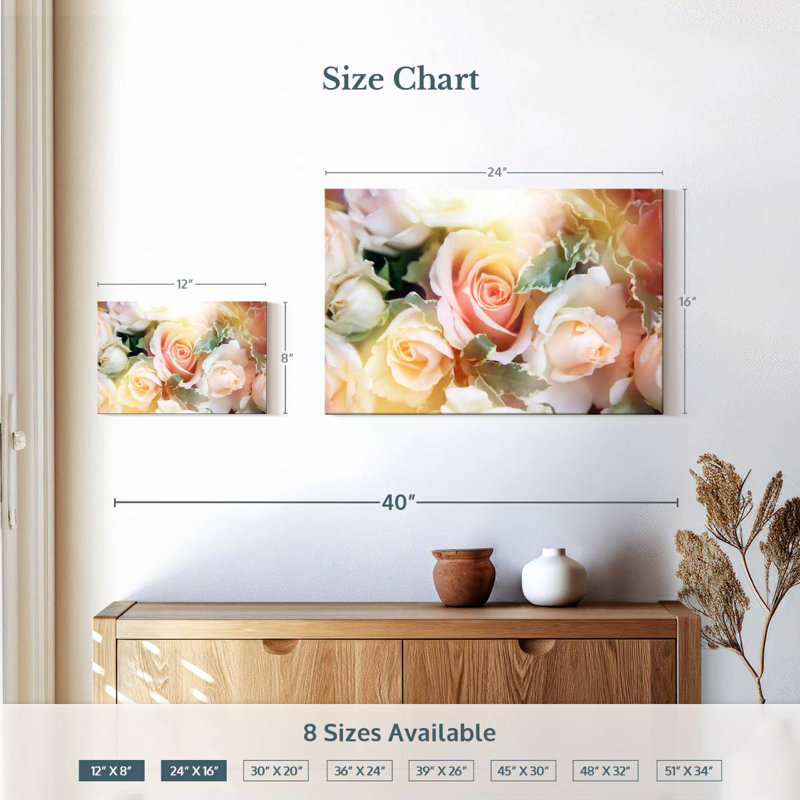 Harnek roses en fleurs, H 16 po x l 24 po