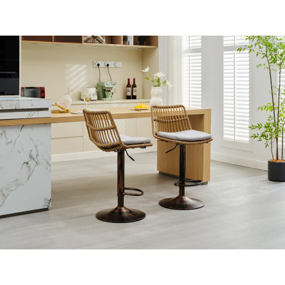 Two Pieces Bar Stools, Adjustable Height Chair For Kitchen And Dining Room, Modern Barstool For Home