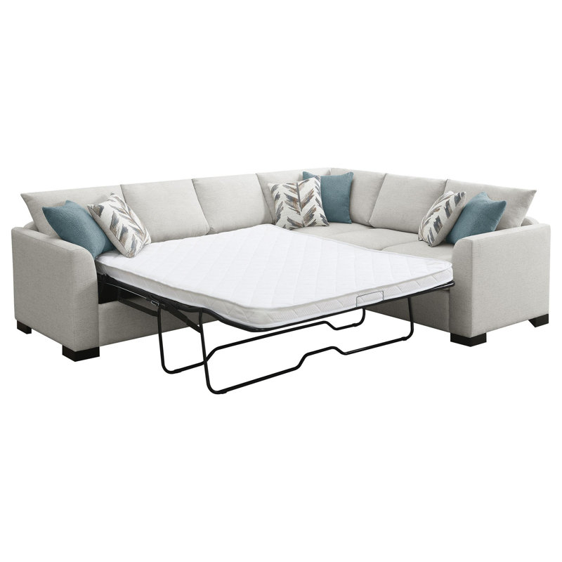 Canapé-lit modulaire Ashlee, chenille gris, 6 coussins, 111 po