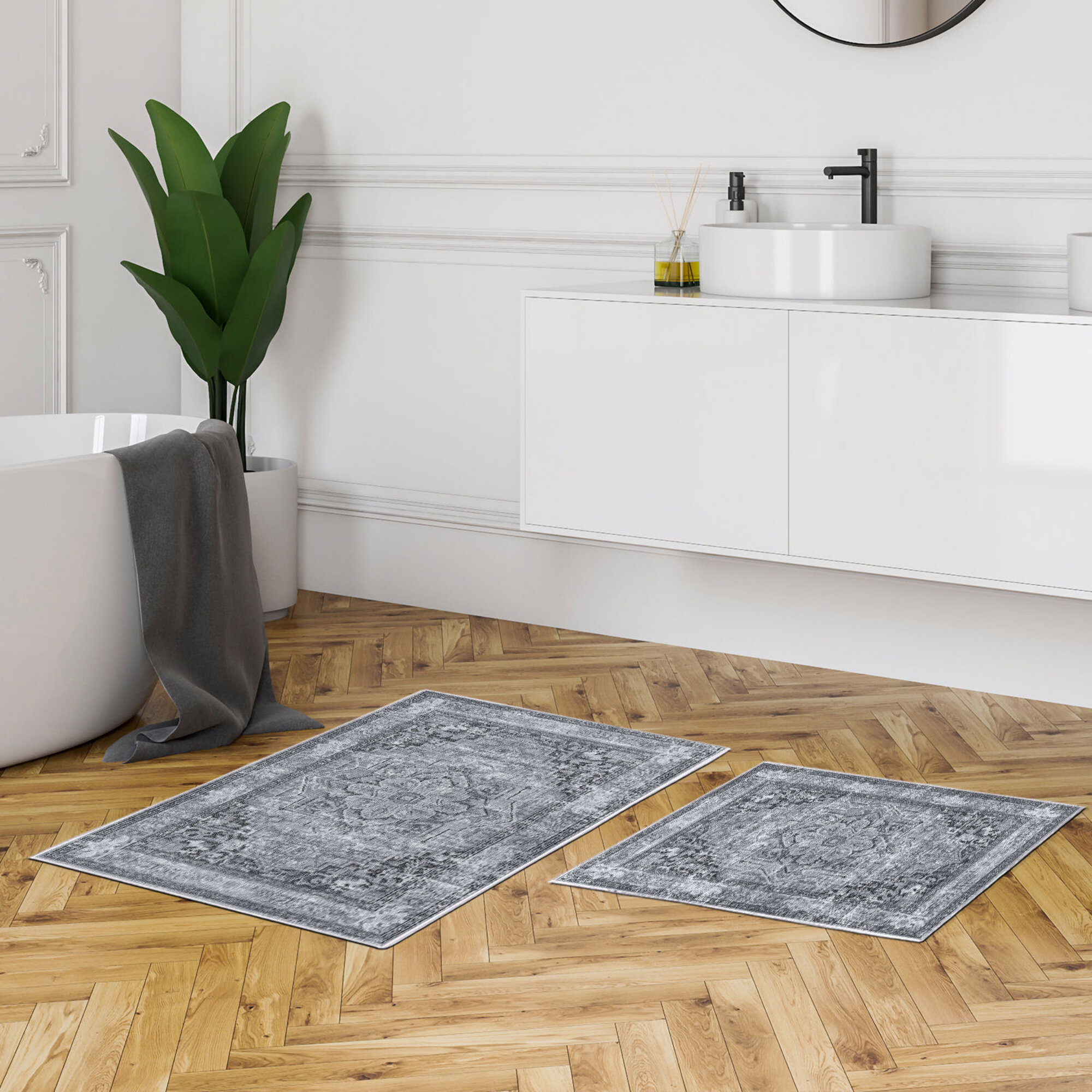 Bless international Bath Rug with Non-Slip Backing