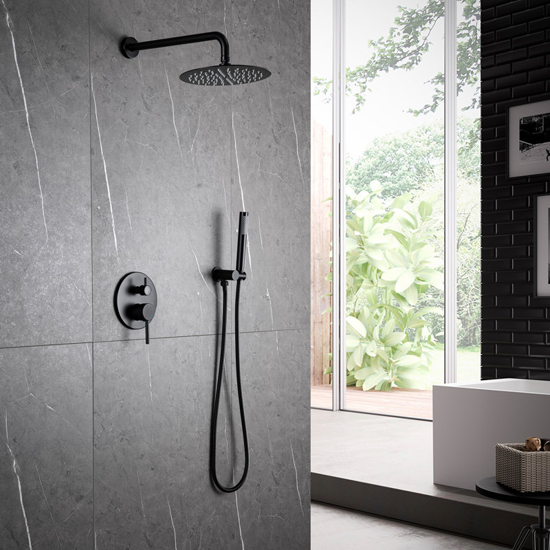 Système de douche complet mural moderne avec valve anti-brûlure 9,84 "Modern, Matte Black