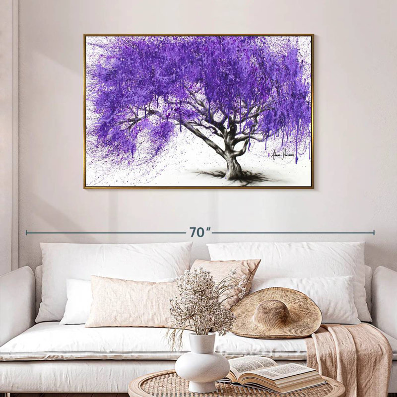 Rendez-vous au Jacaranda, 46 po x 31 po, Cadre flottant doré