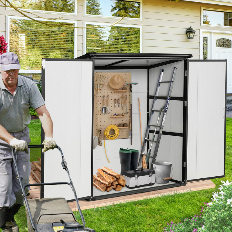 Armoire verrouillable d'extérieur de 5 x 3 pi: remise imperméable en résine pour les vélos, abri de patio protégé, spacieux et polyvalent, offert en masse