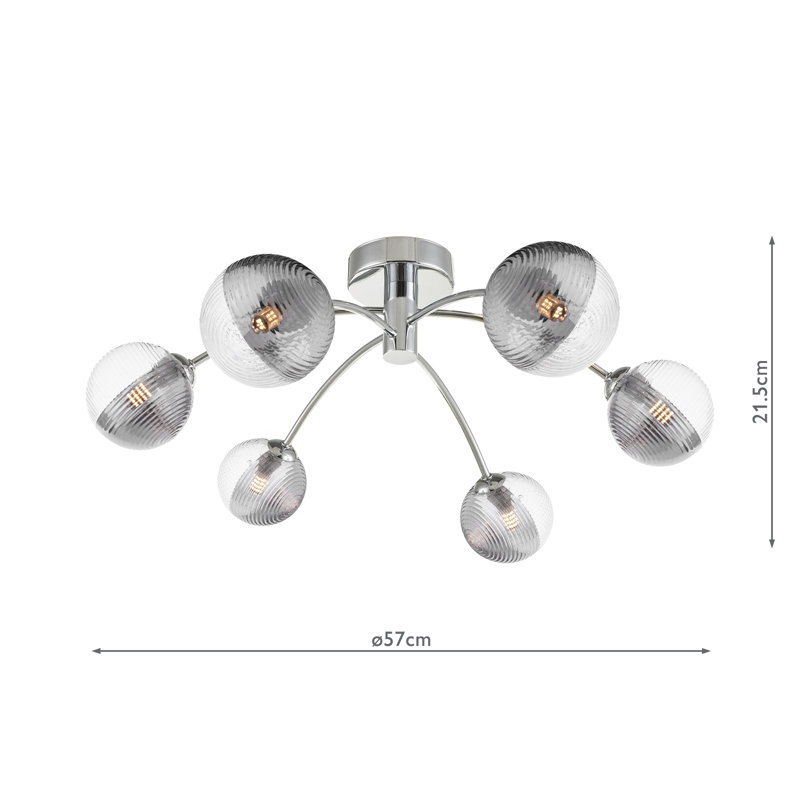 Flush Mount, 21.5" H x 57" W x 57" D, 6