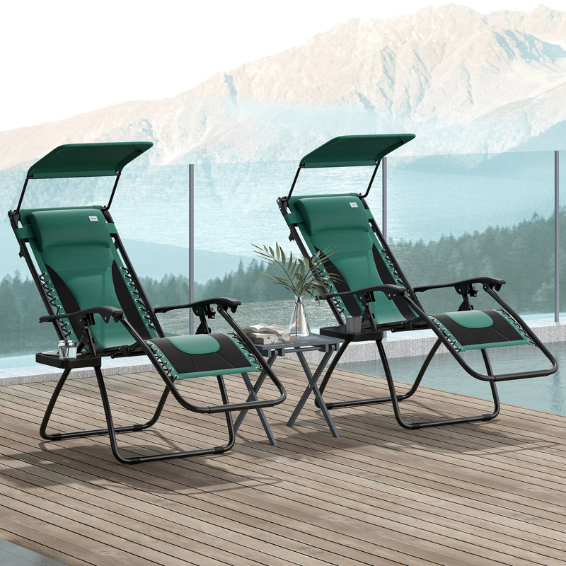 89cm Long Chaise Lounge Set with Cushions, Green