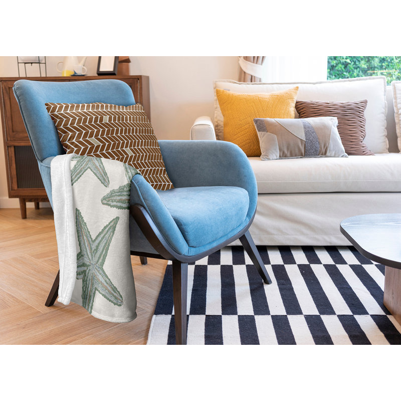 Starfish Constellation Summer Throw Blanket, 50" W x 60" L, Sage