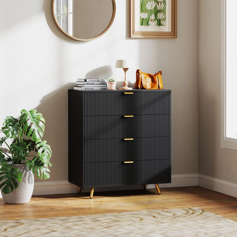 Baylum 10cm W 4 - Drawer Chest of Drawers, Black